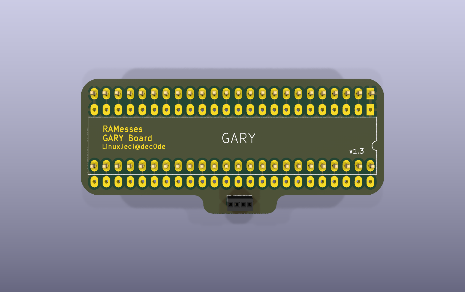 RAMesses Gary adapter KiCad PCB render