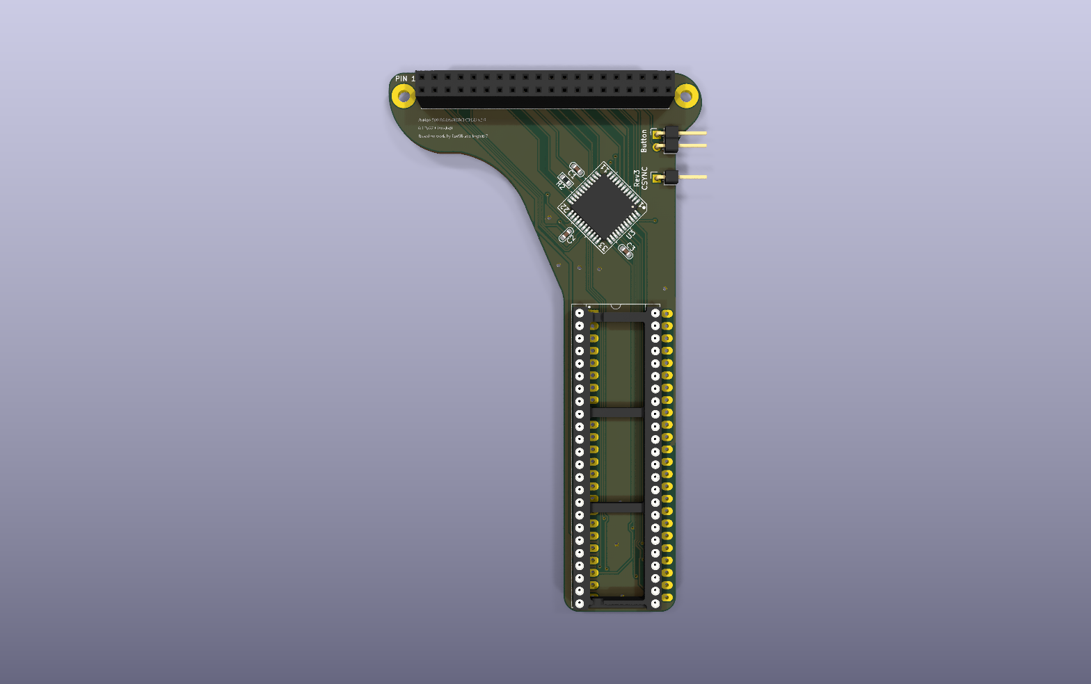 Amiga 500 RGBtoHDMI KiCad PCB render
