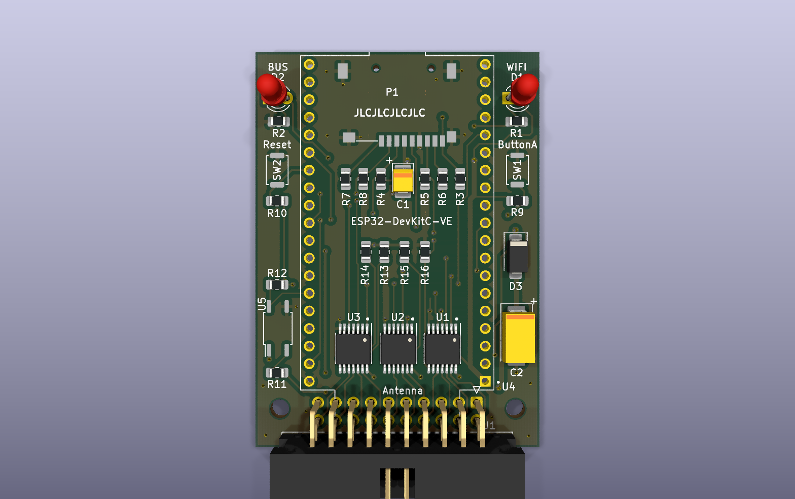 FujiApple IDC-20 DevKit KiCad PCB render