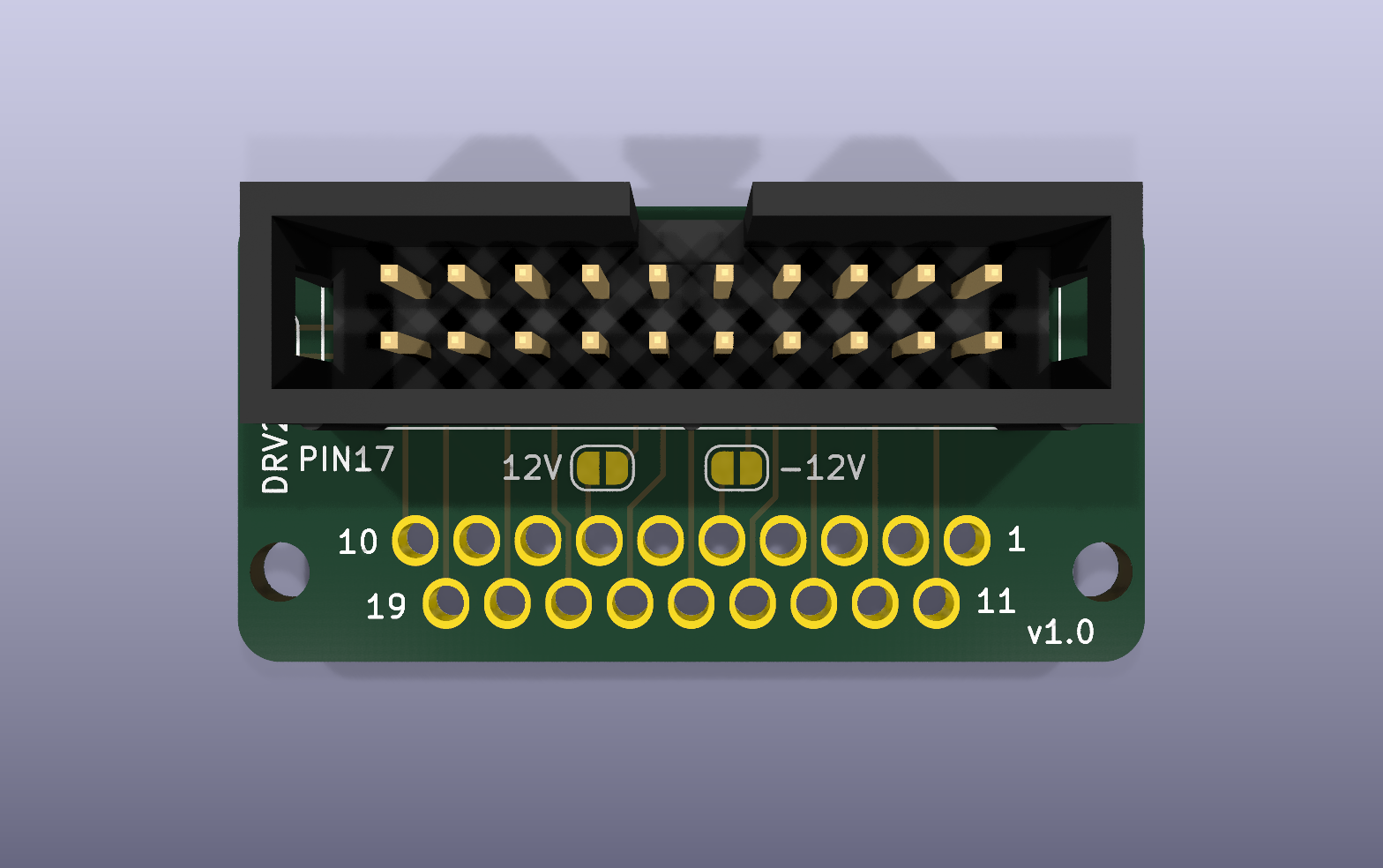 FujiNet DB-19 adapter KiCad PCB render