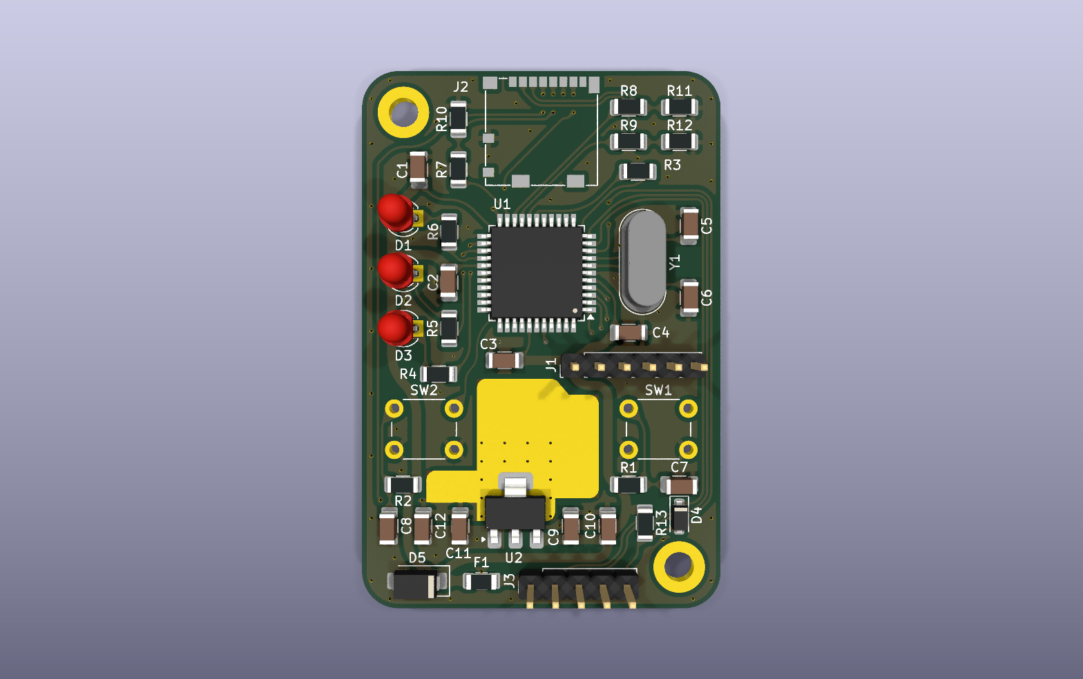 Atari SIO2SD Mini KiCad PCB render