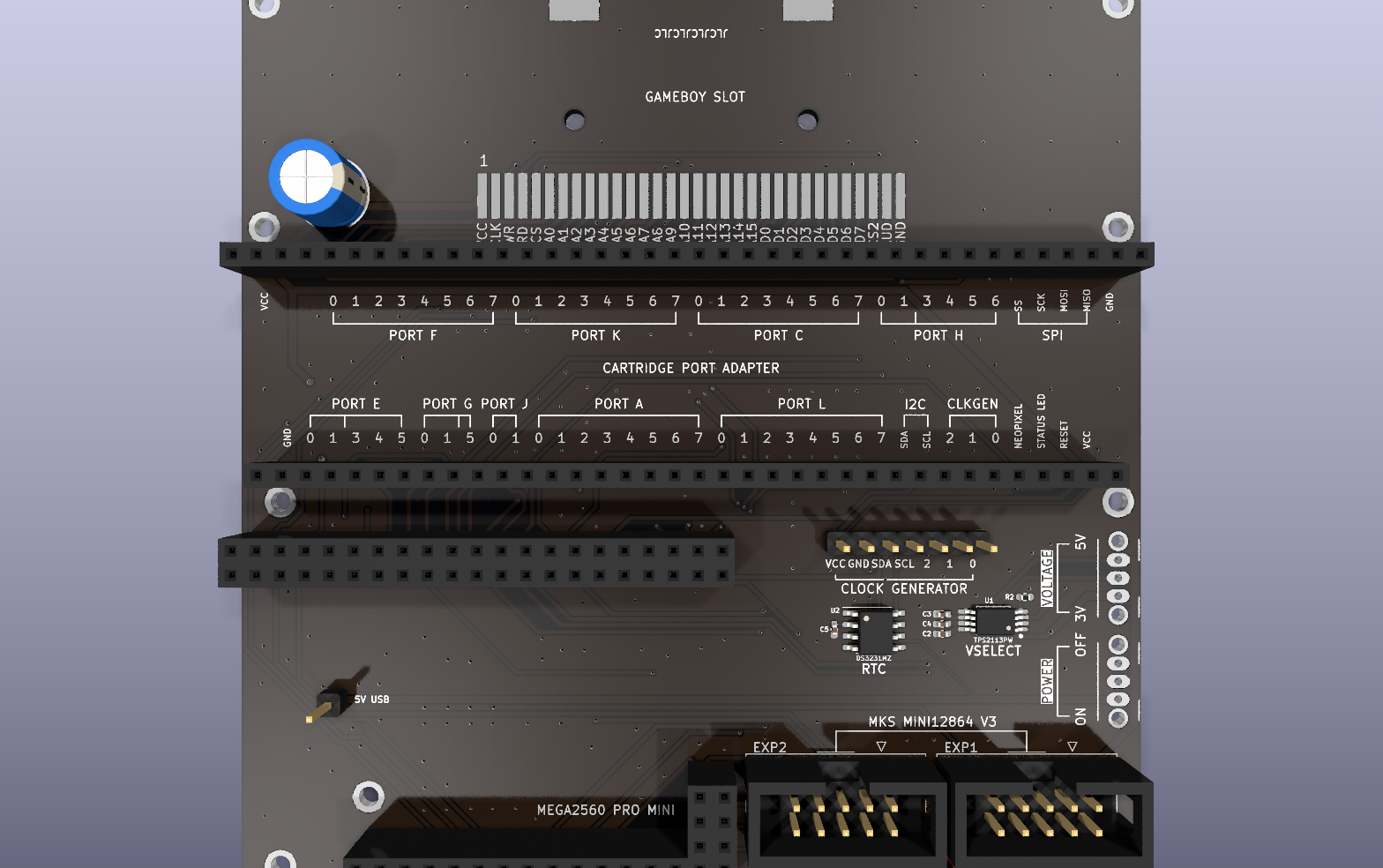 sanni cartreader KiCad PCB render