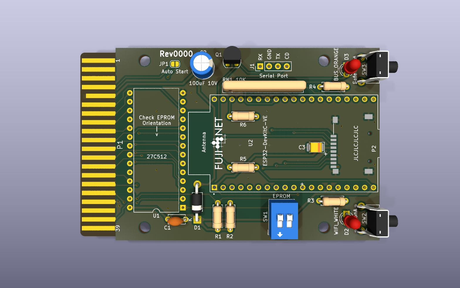 FujiNet for CoCo KiCad PCB render