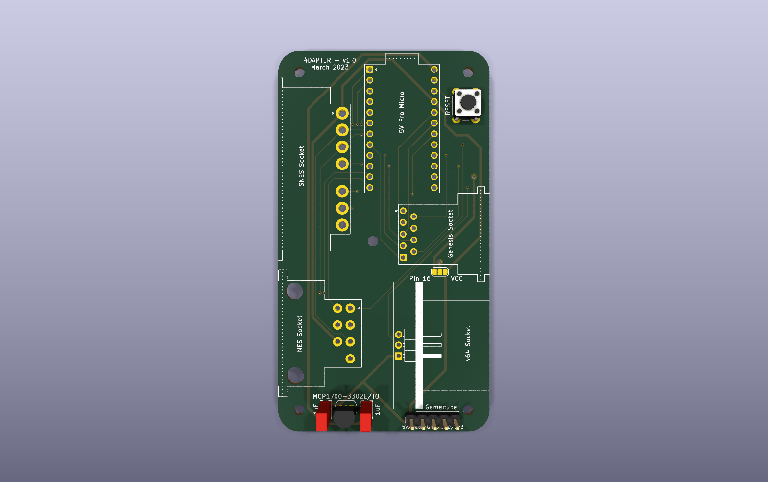4dapter KiCad PCB render