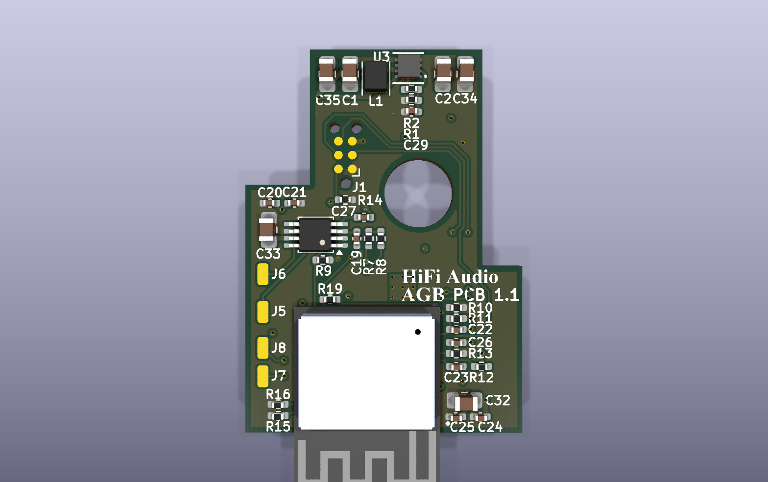 Game Boy HiFi Audio KiCad PCB render