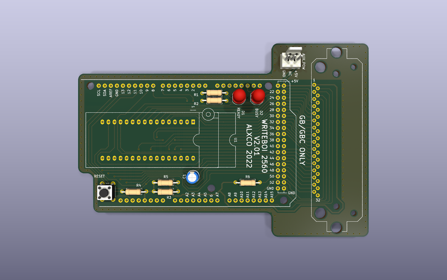 Squareboi Writeboi KiCad PCB render