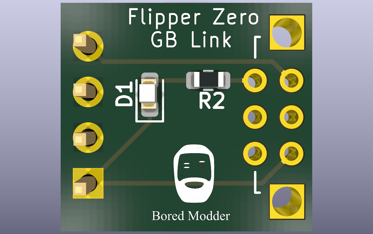Flipper Zero Game Boy Link KiCad PCB render