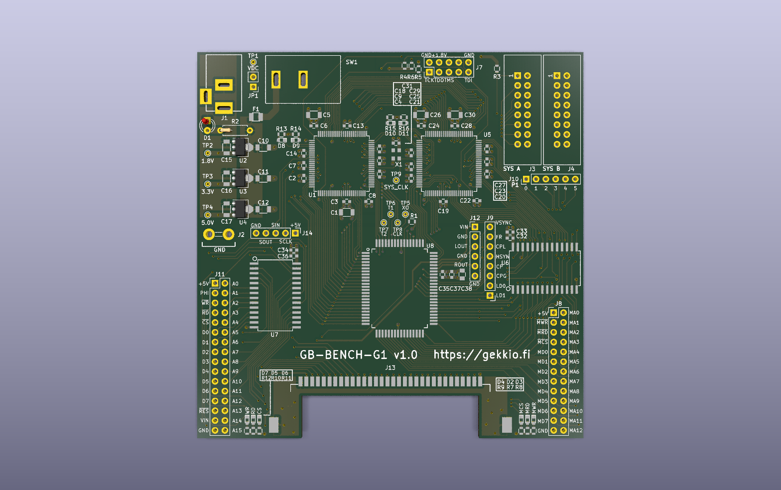 GB-BENCH-G1 KiCad PCB render