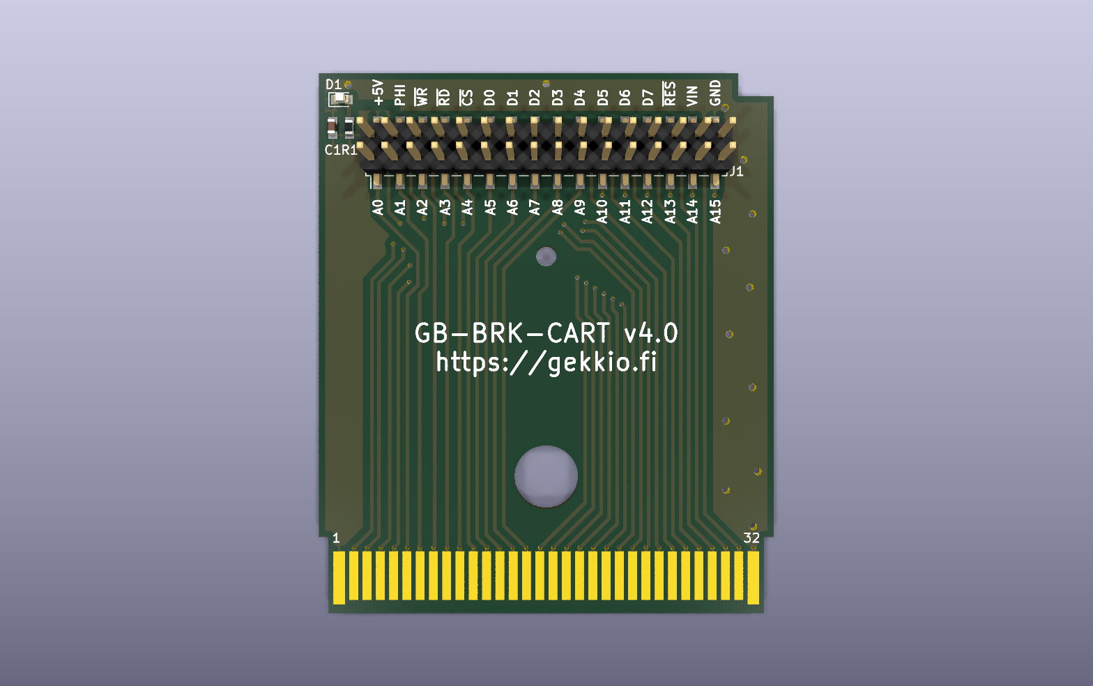GB-BRK-CART KiCad PCB render