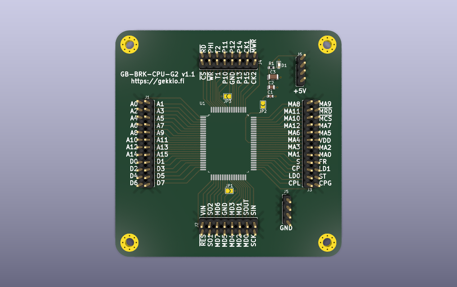 GB-BRK-CPU-G2 KiCad PCB render