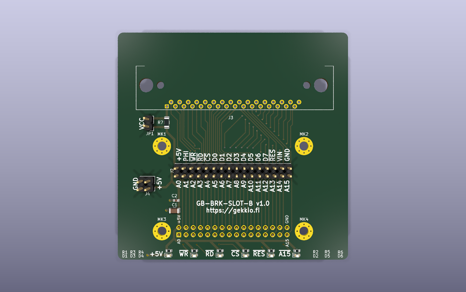GB-BRK-SLOT-B KiCad PCB render
