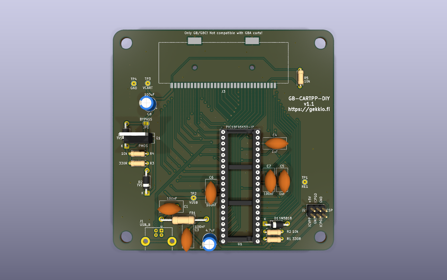 GB-CARTPP-DIY KiCad PCB render