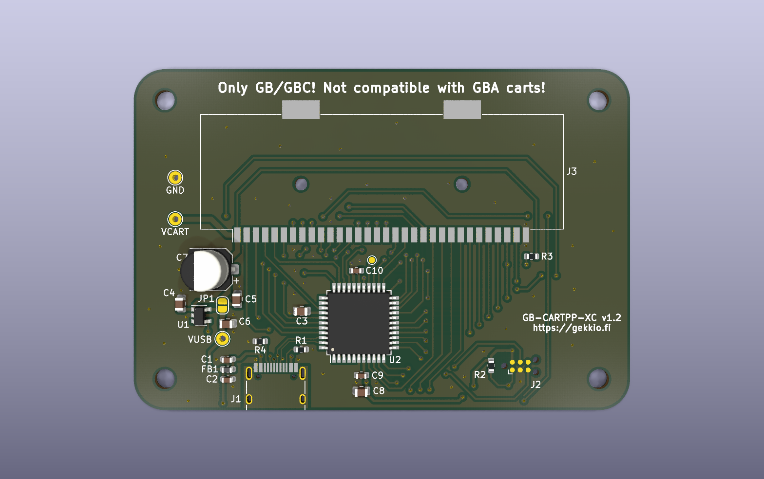 GB-CARTPP-XC KiCad PCB render