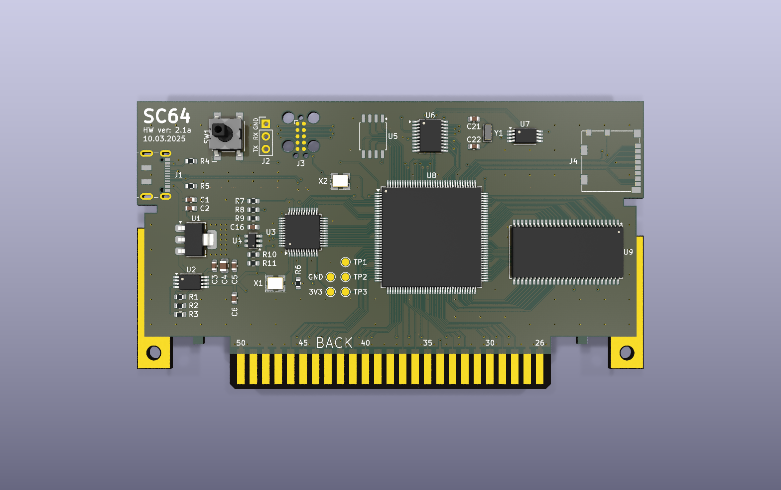SummerCart64 KiCad PCB render