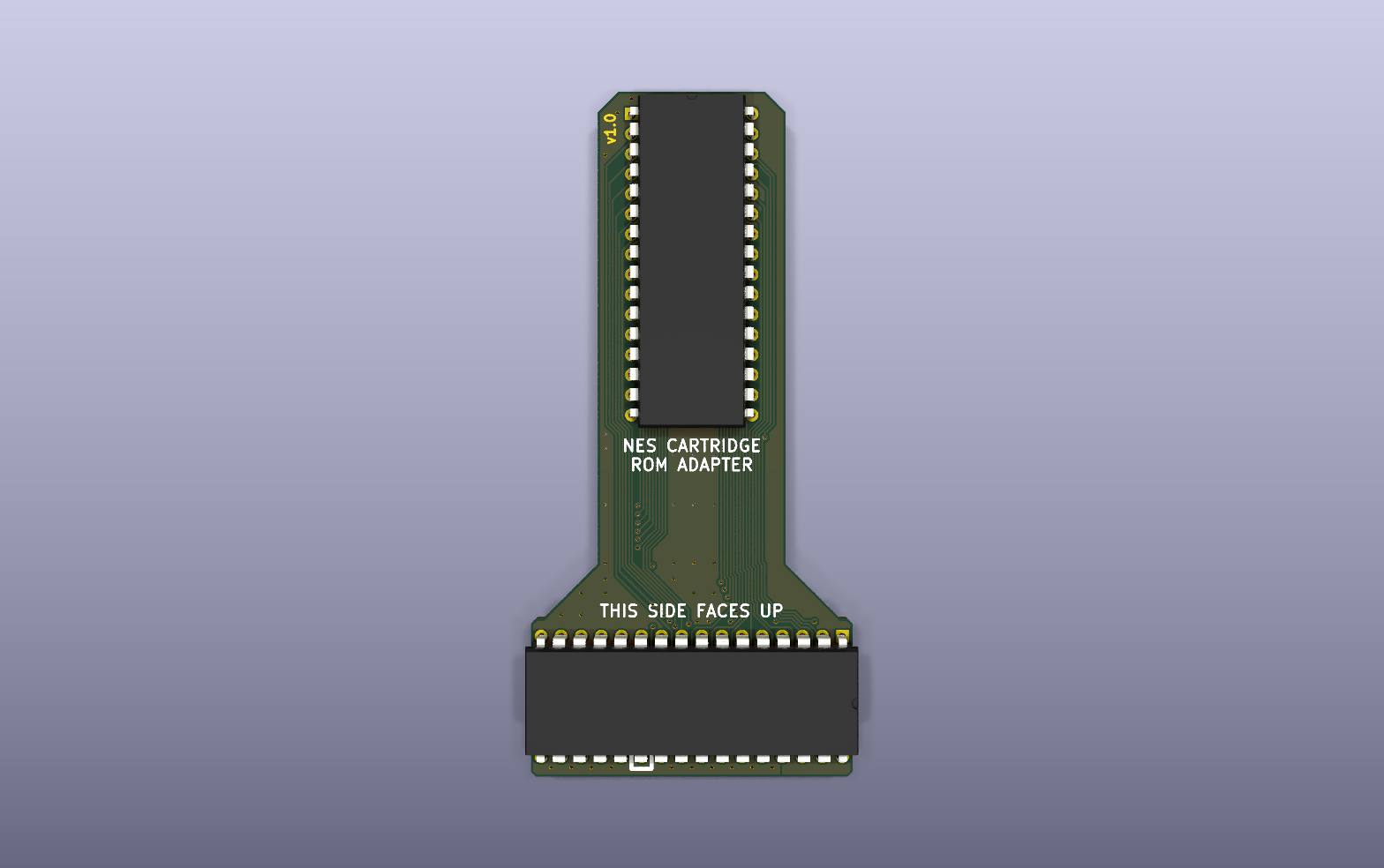 NES PRG/CHR ROM combo adapter KiCad PCB render