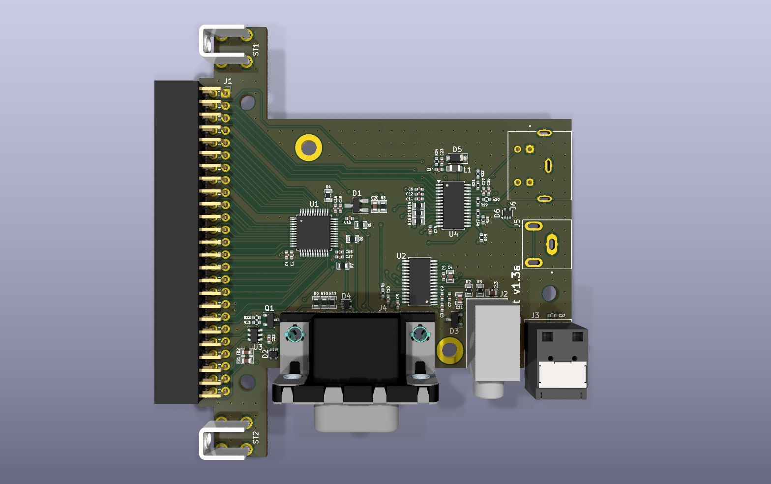 OSSC Pro extra AV output KiCad PCB render