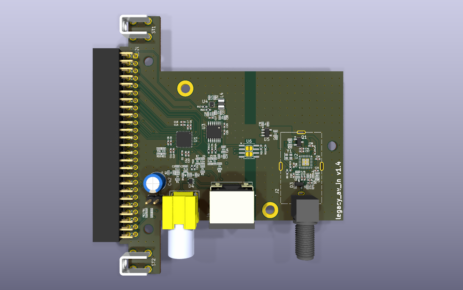 OSSC Pro legacy AV input KiCad PCB render
