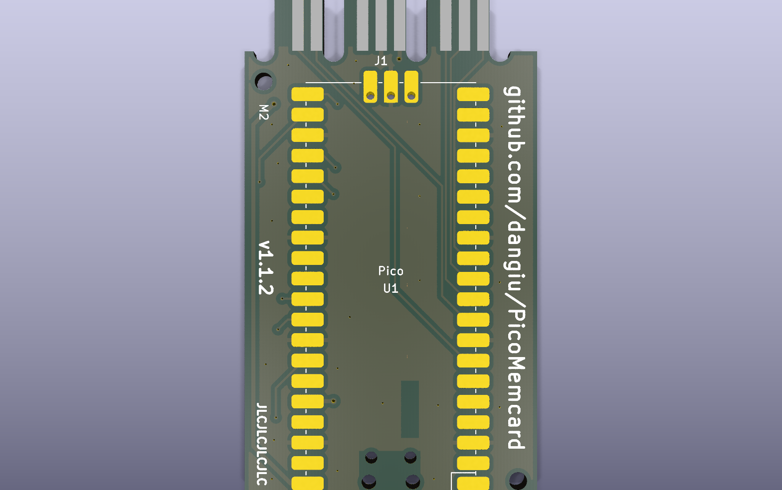 PicoMemcard KiCad PCB render