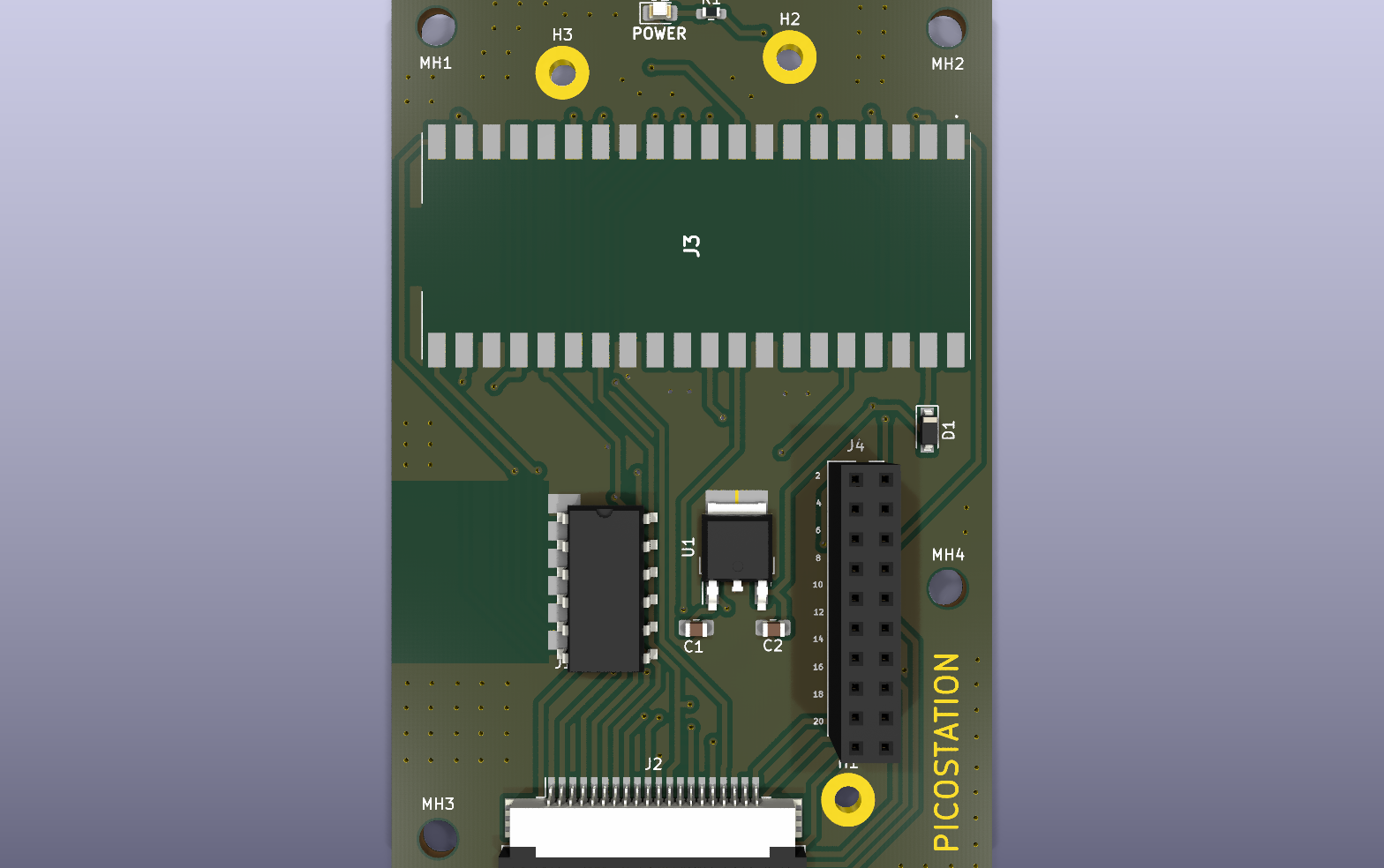 PicoStation KiCad PCB render