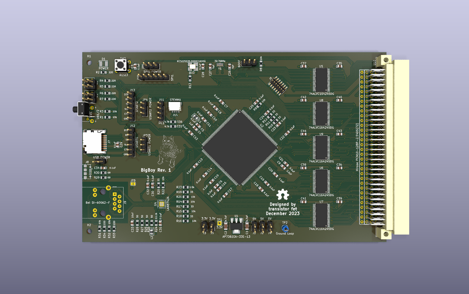 BigBoy 68030 KiCad PCB render