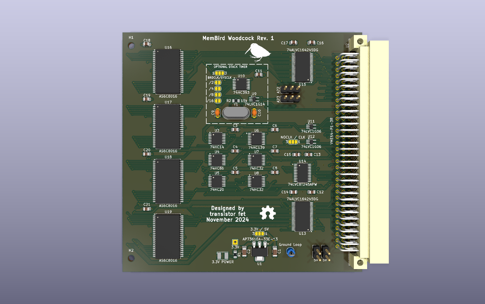MemBird KiCad PCB render