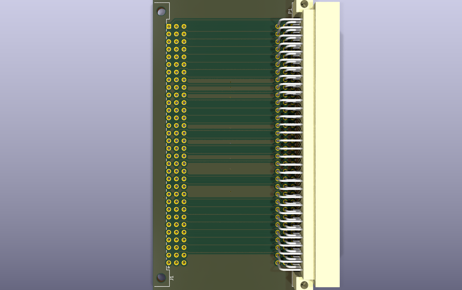 RetroVerse VME extender KiCad PCB render