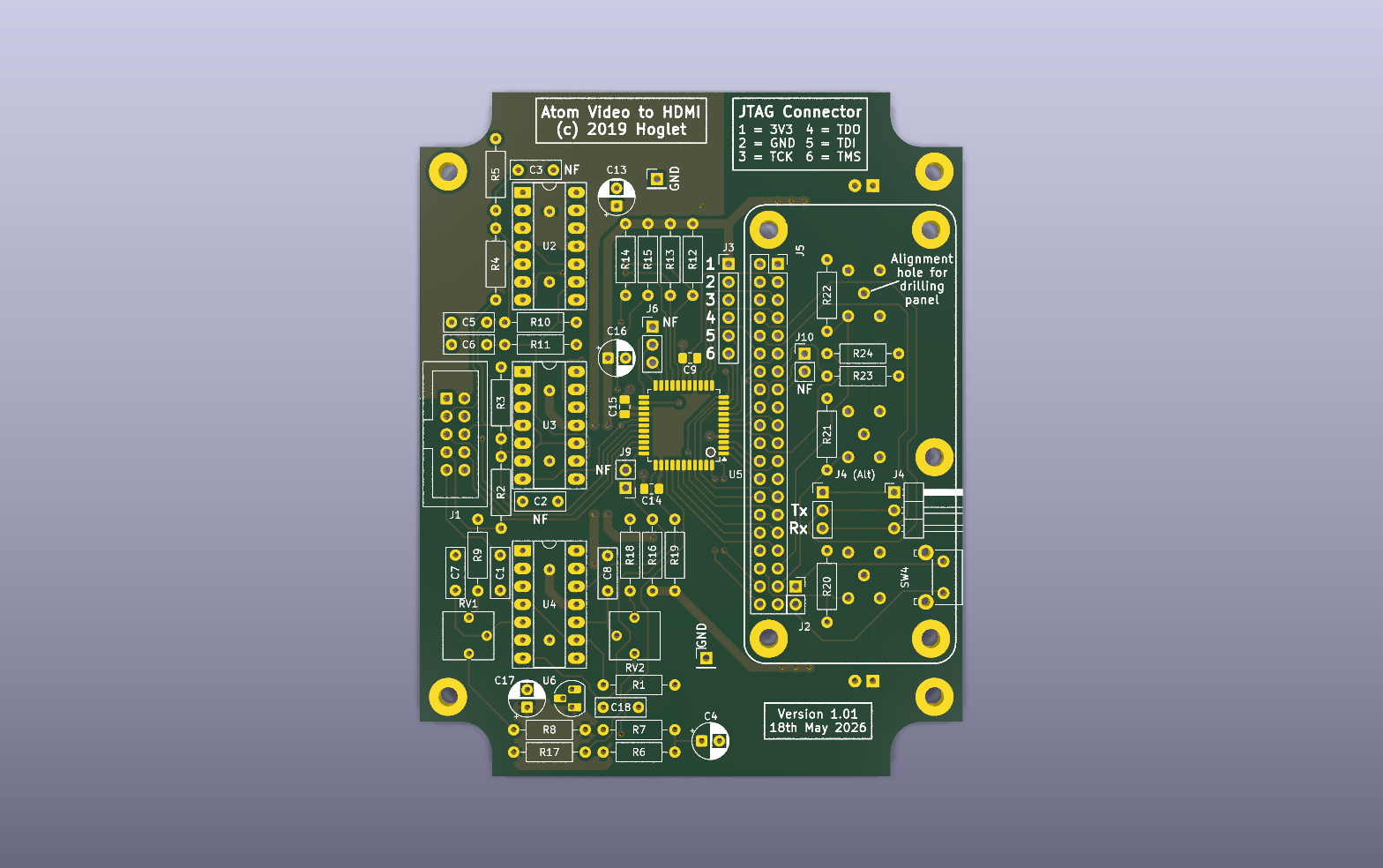 RGBtoHDMI KiCad PCB render