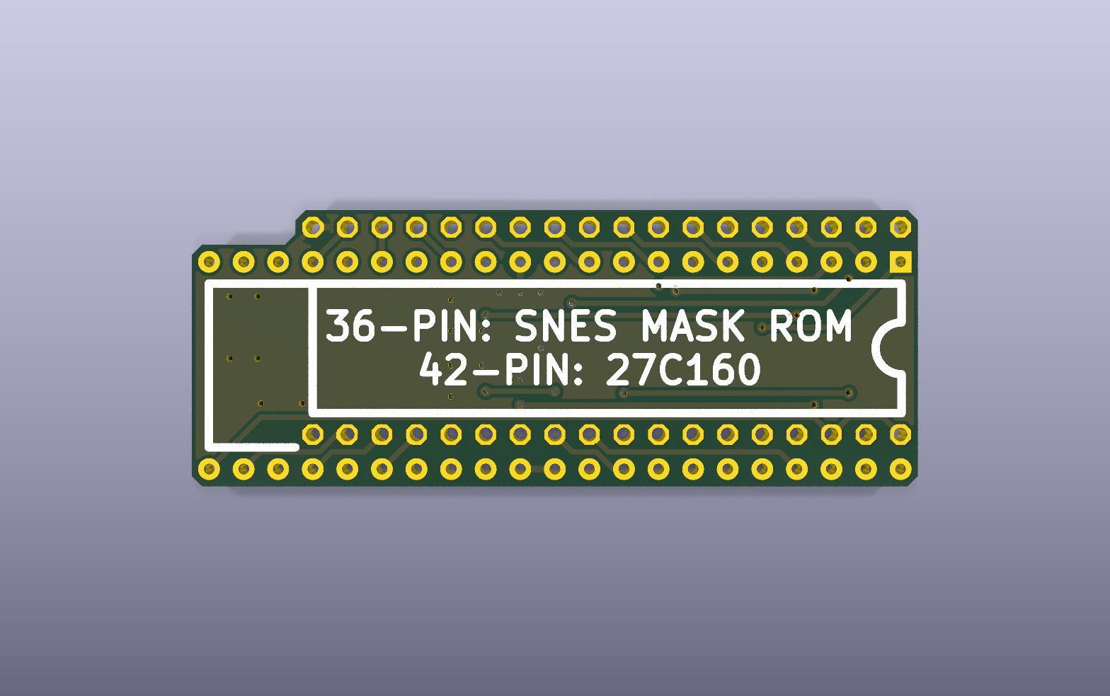 SNES 27C160 slim adapter KiCad PCB render