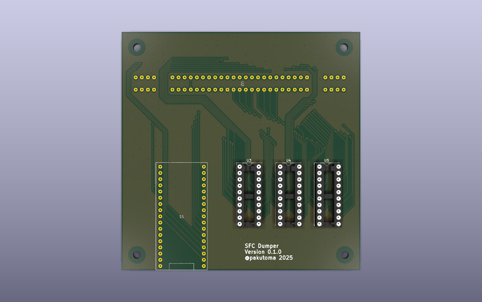 RP2040 SNES cartridge dumper KiCad PCB render