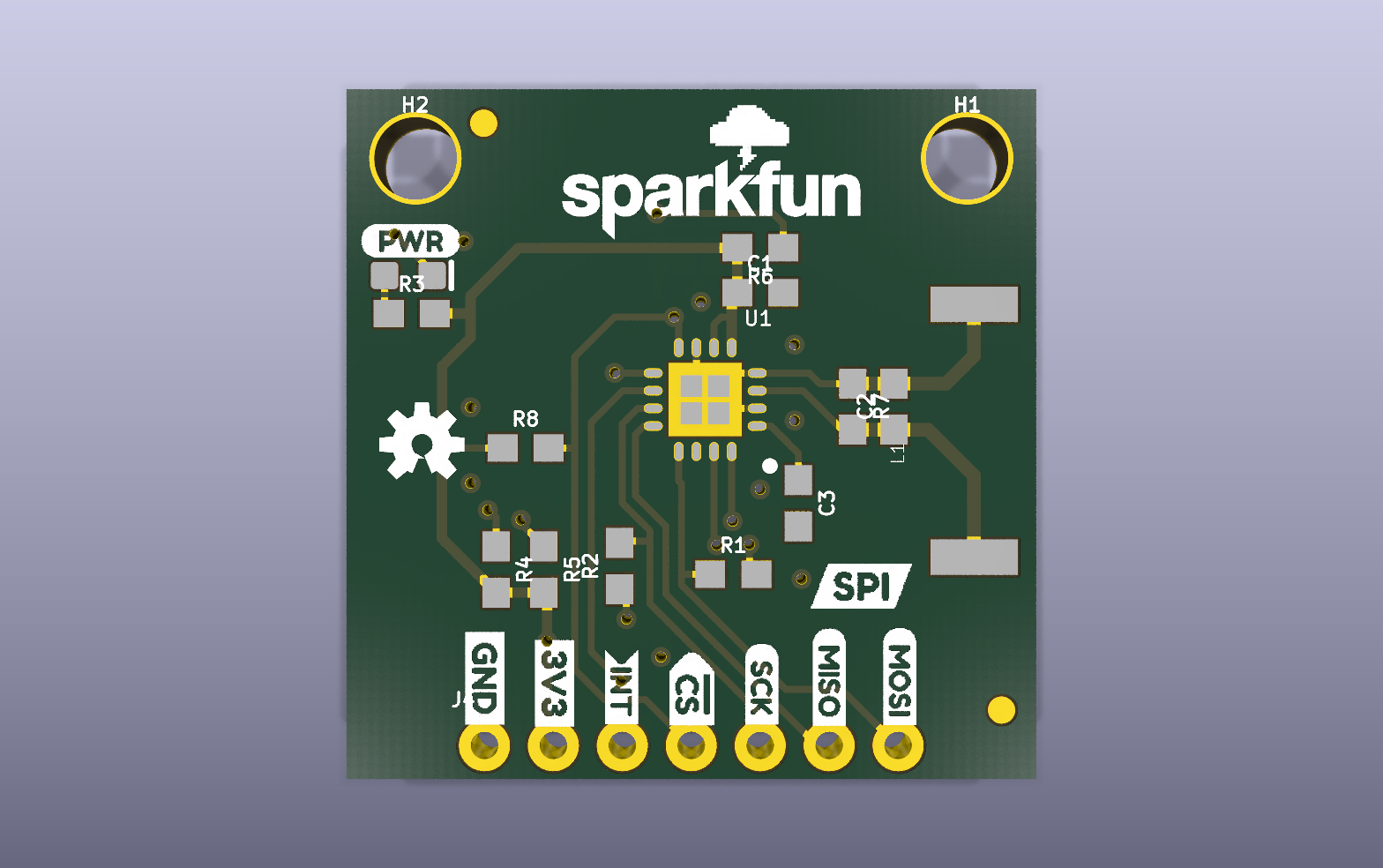 AS3935 lightning detector KiCad PCB render
