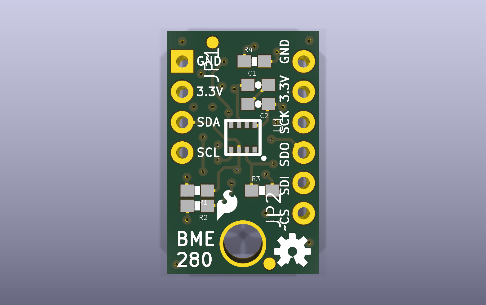 BME280 Weather Sensor KiCad PCB render
