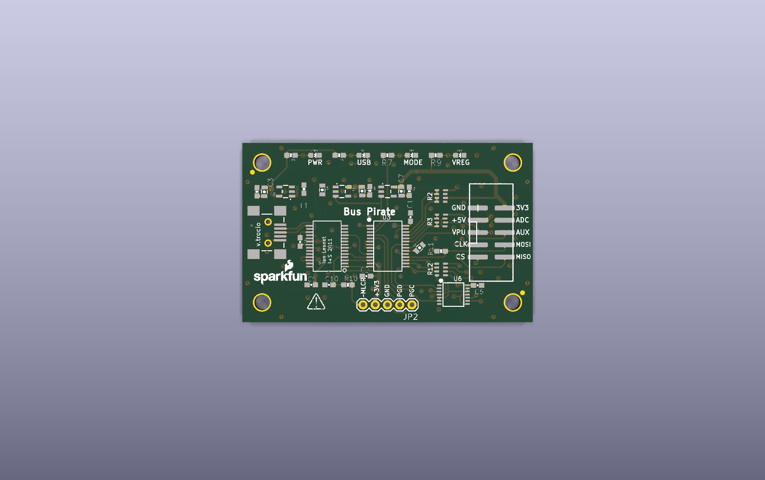Bus Pirate KiCad PCB render