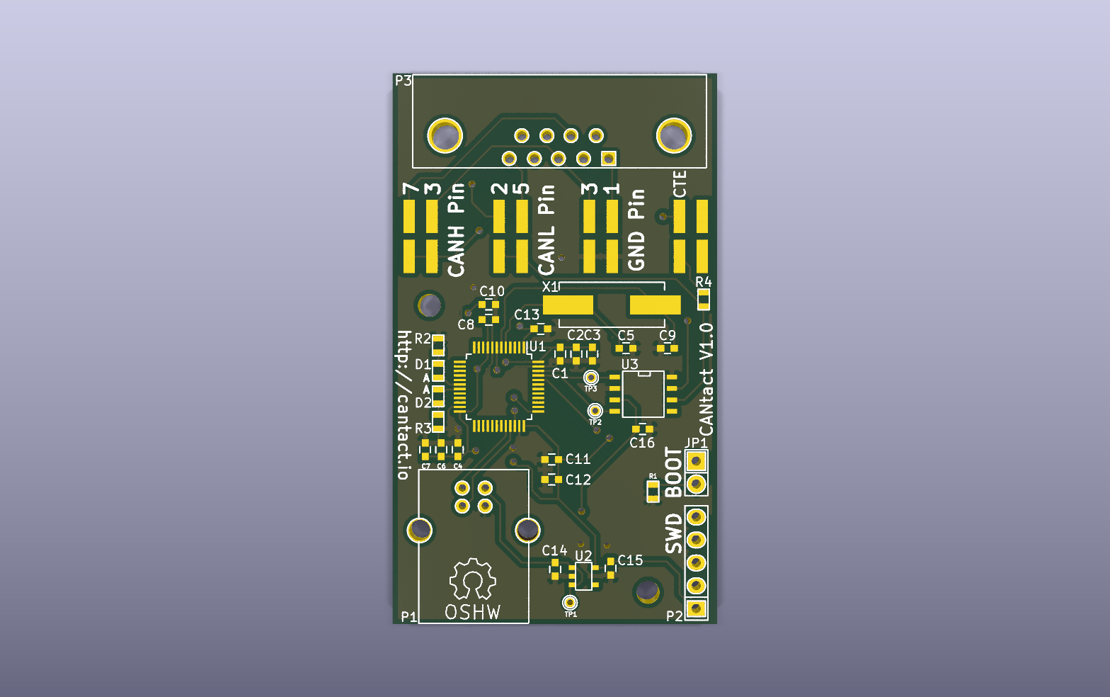 CANtact KiCad PCB render
