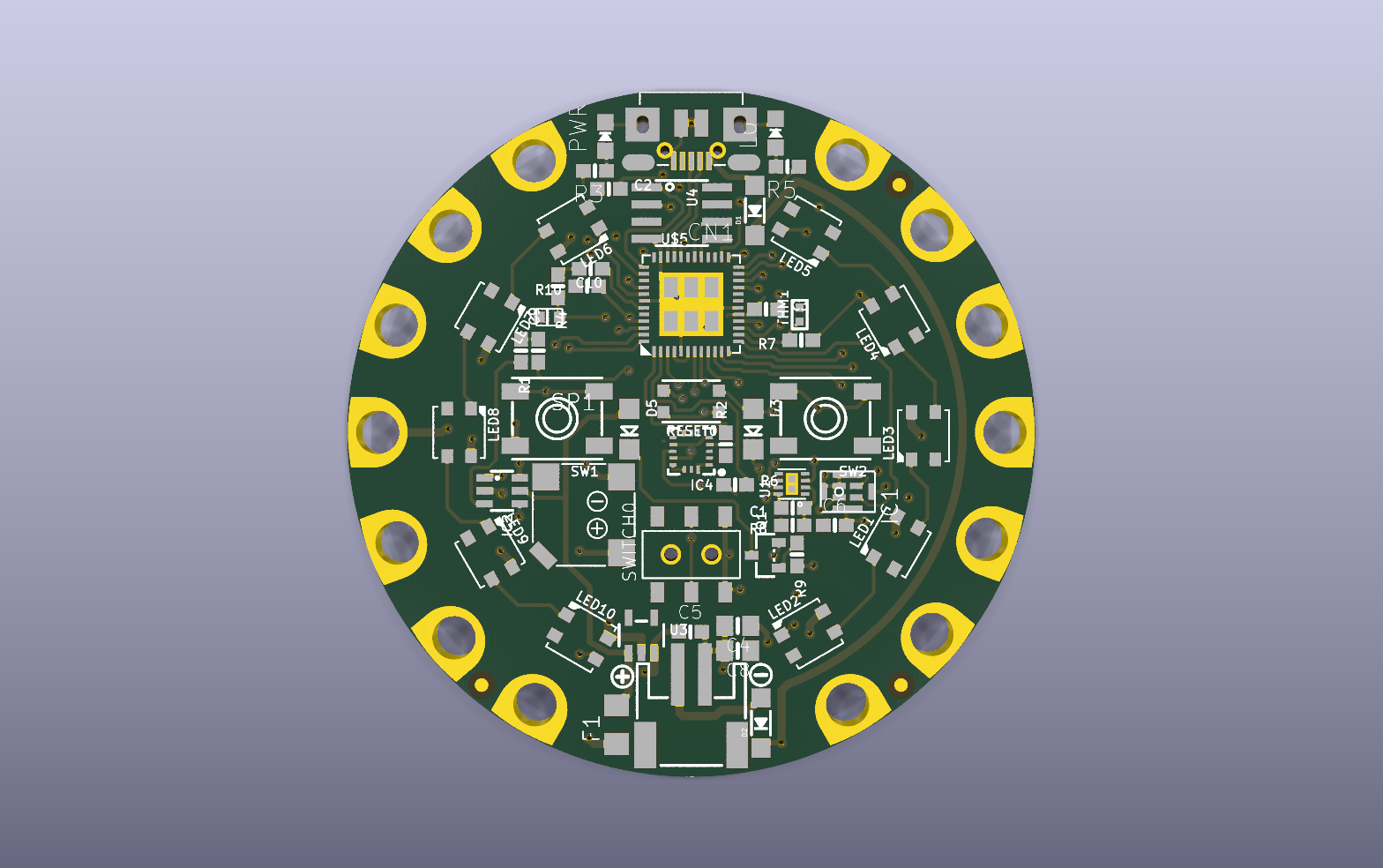 Circuit Playground Express KiCad PCB render