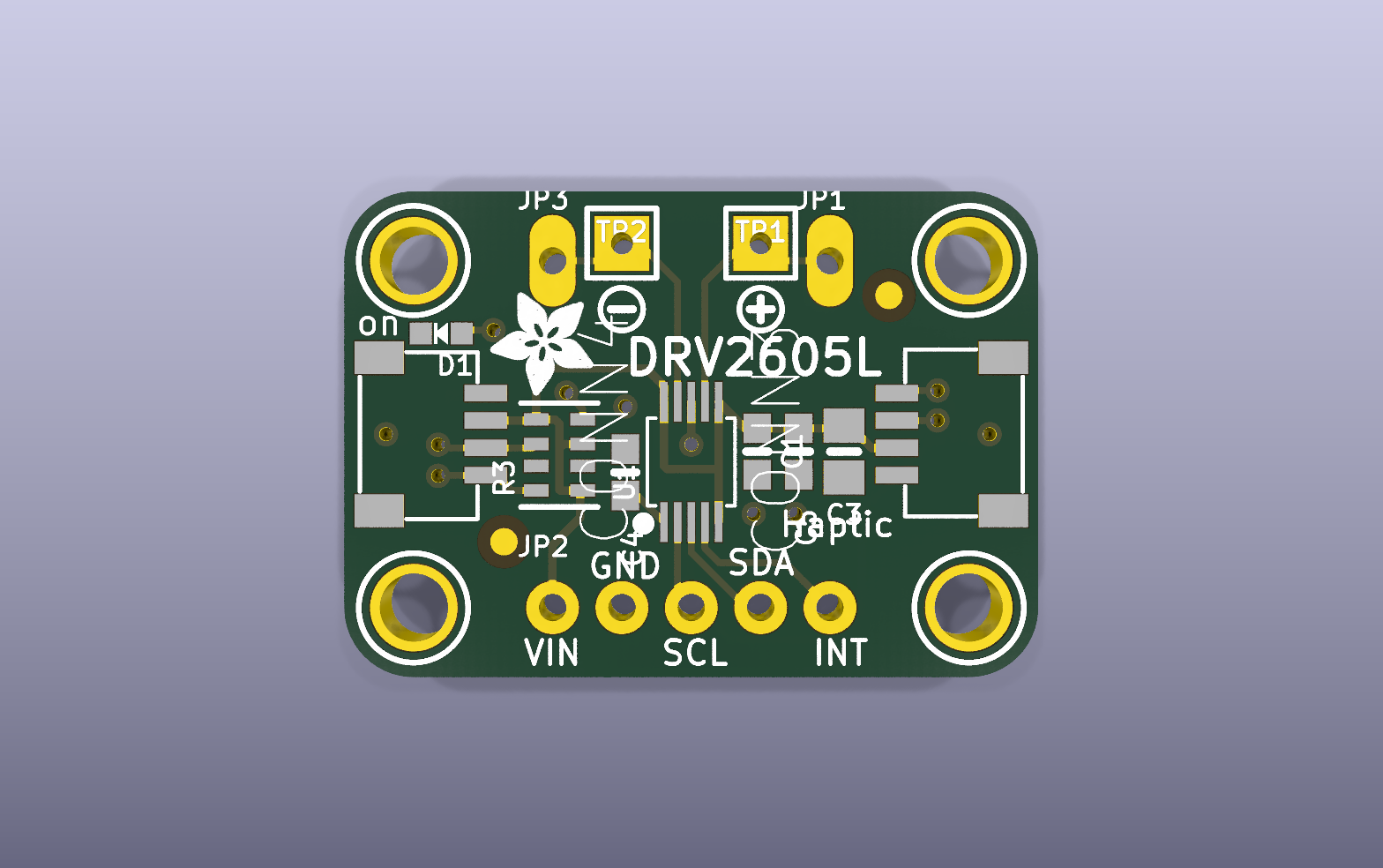 DRV2605L Haptic Controller KiCad PCB render
