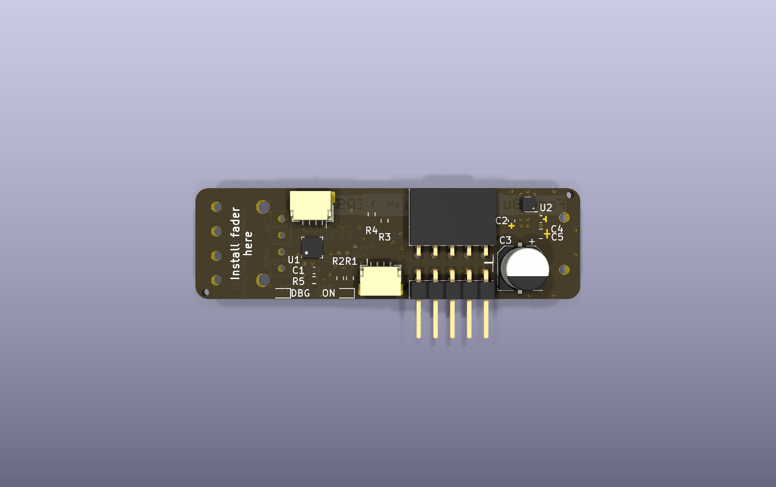 FaderBuddy motorized slider controller KiCad PCB render