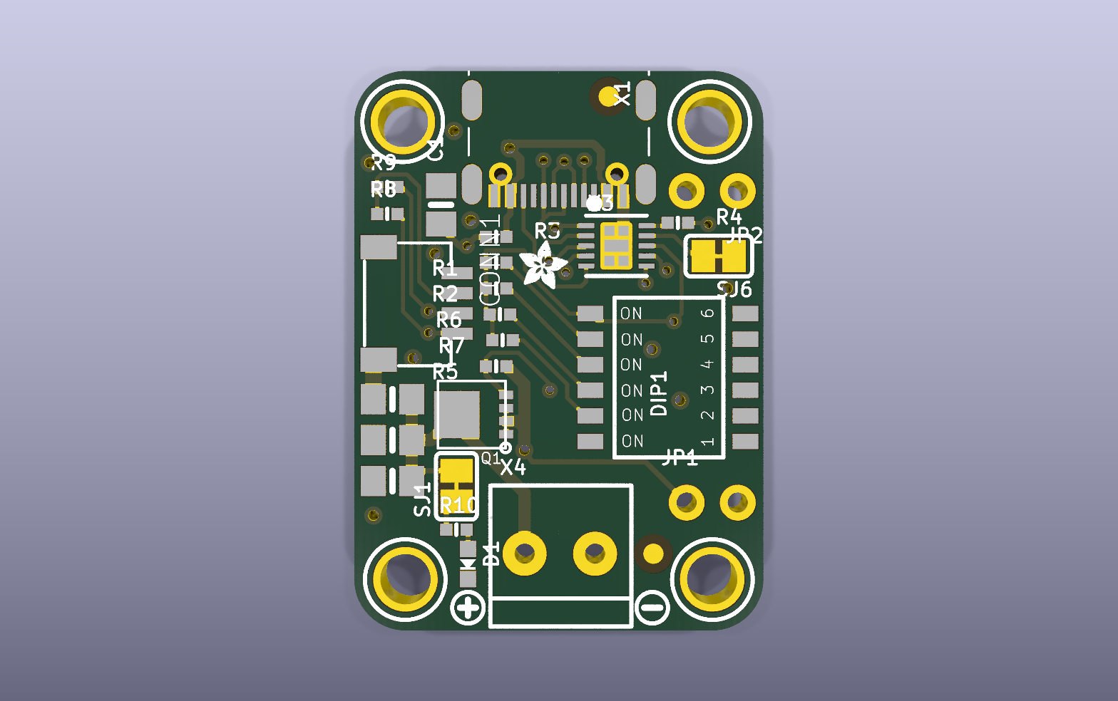 USB-C PD Voltage Selector KiCad PCB render