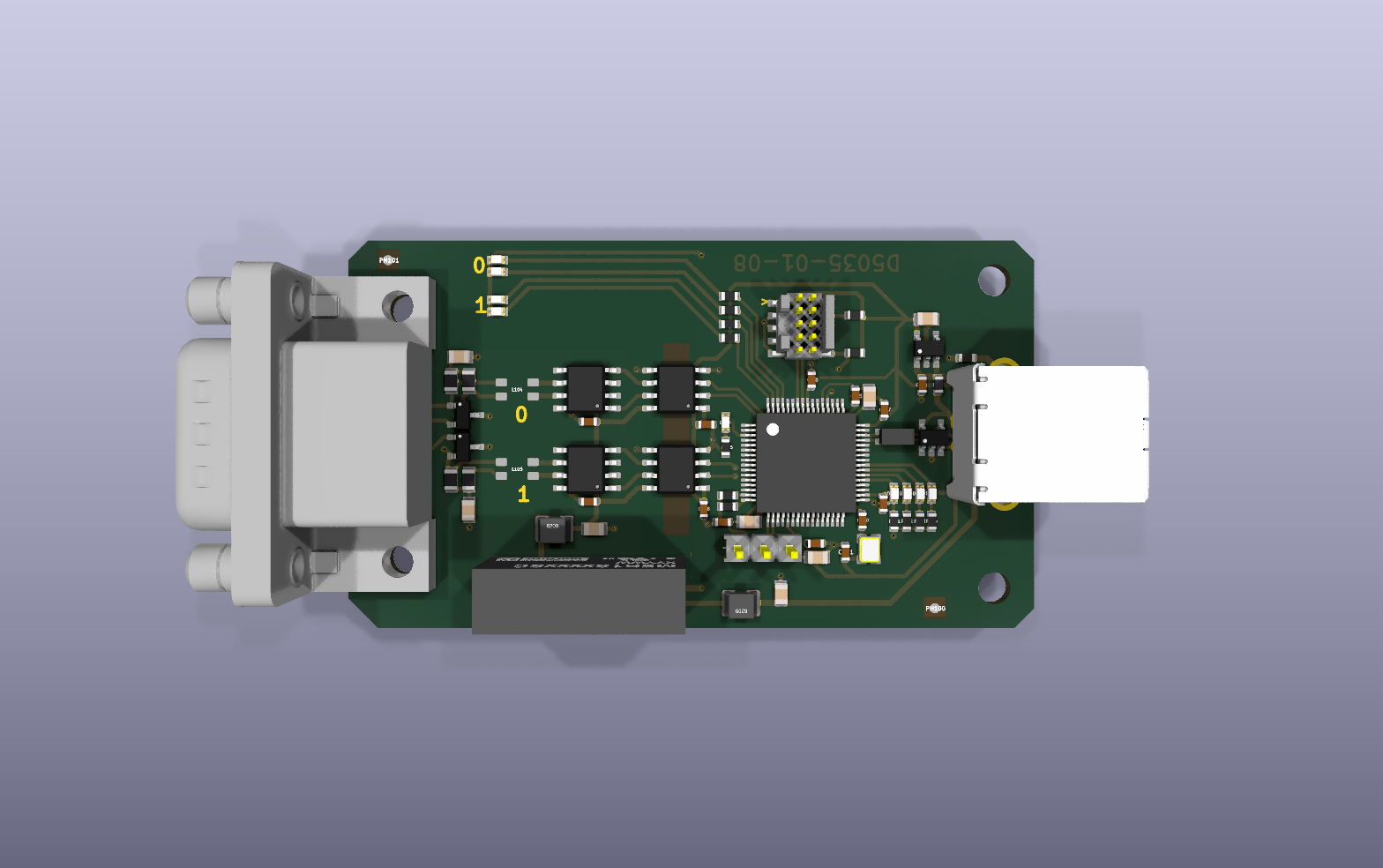 Dual Isolated USB CAN-FD KiCad PCB render