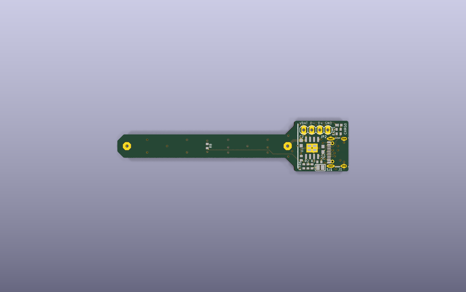LiFePO4wered/USB Charger KiCad PCB render