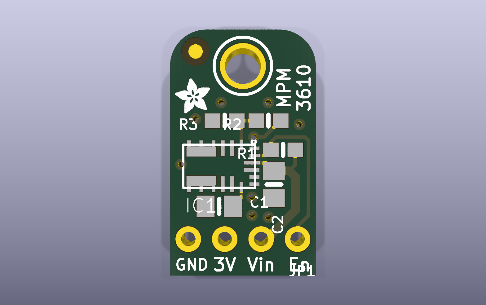 MPM3610 3.3 V Buck Supply KiCad PCB render