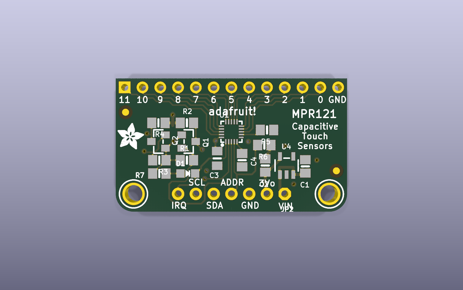 MPR121 Touch Interface KiCad PCB render