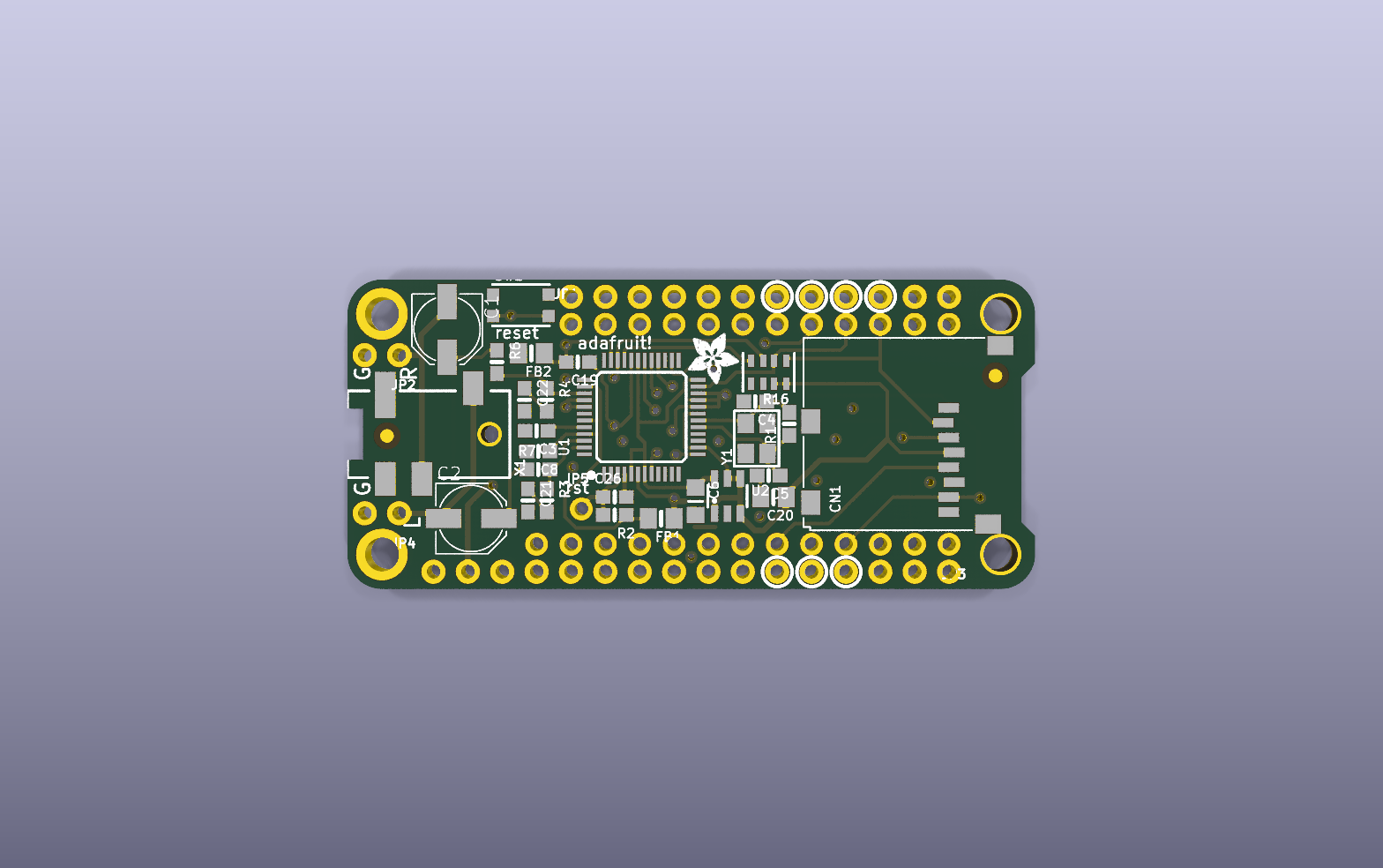 Music Maker FeatherWing KiCad PCB render