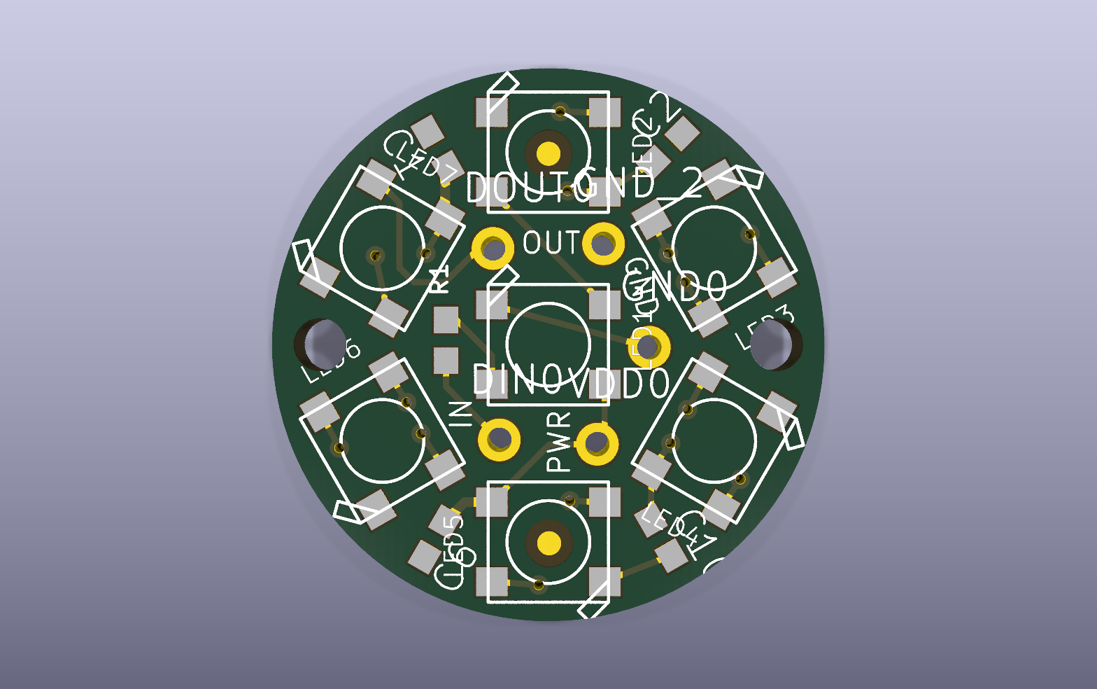 NeoPixel Jewel RGB indicator KiCad PCB render