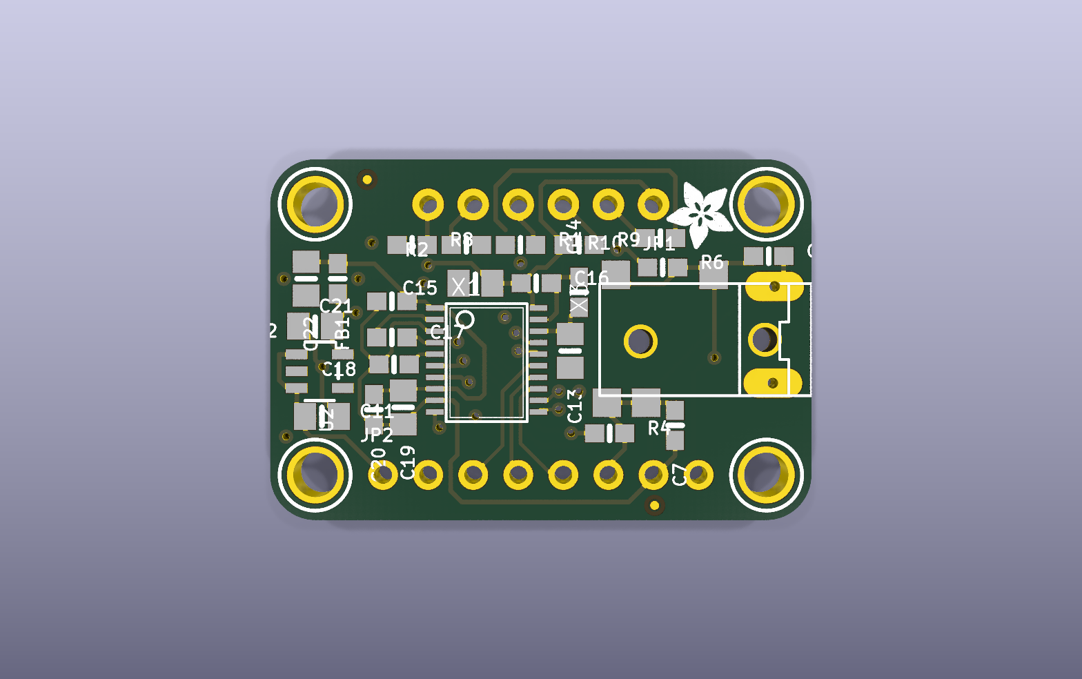 PCM5102 stereo line-output DAC KiCad PCB render