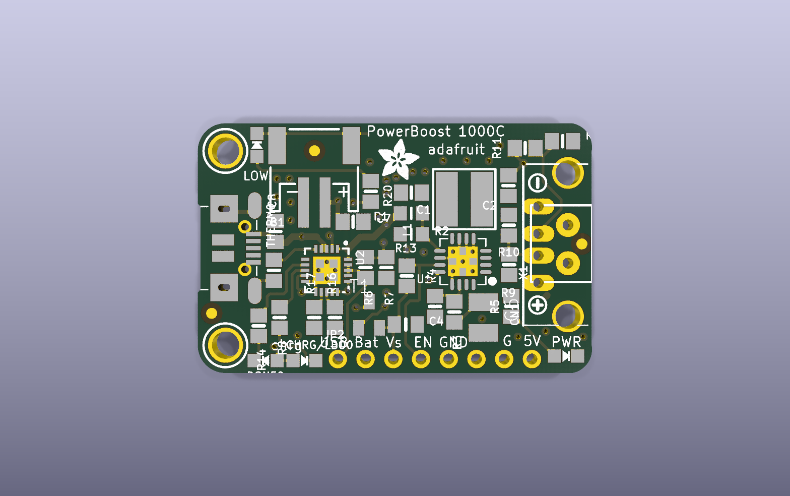 PowerBoost 1000C KiCad PCB render
