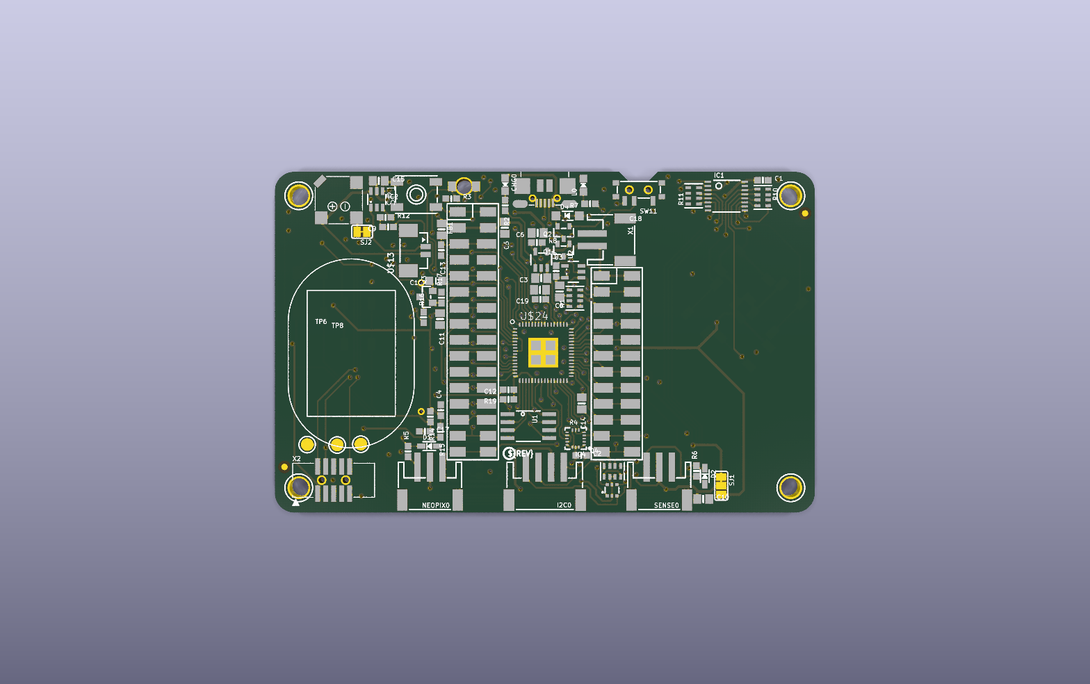 PyBadge programmable display board KiCad PCB render