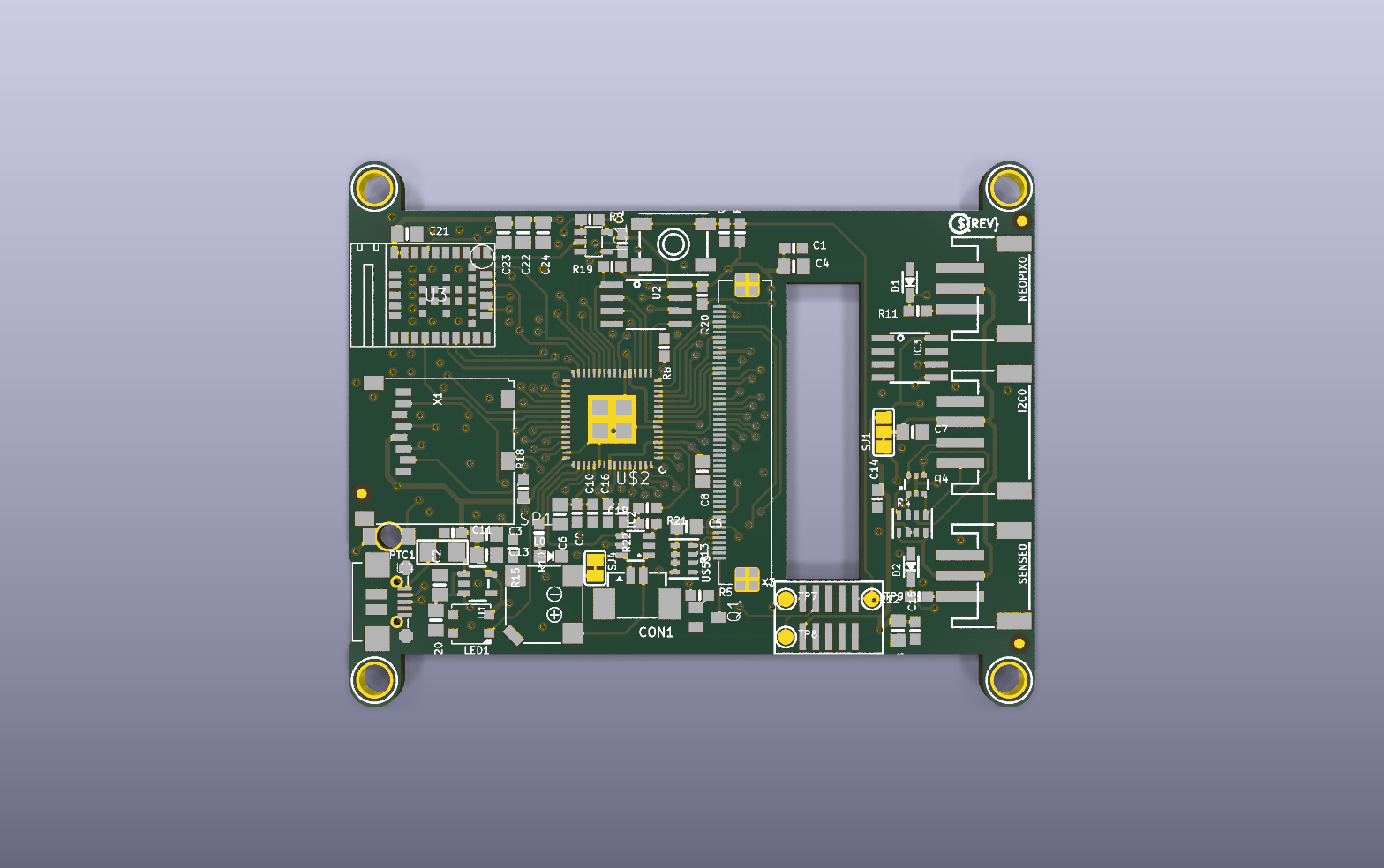PyPortal Pynt Wi-Fi touchscreen KiCad PCB render