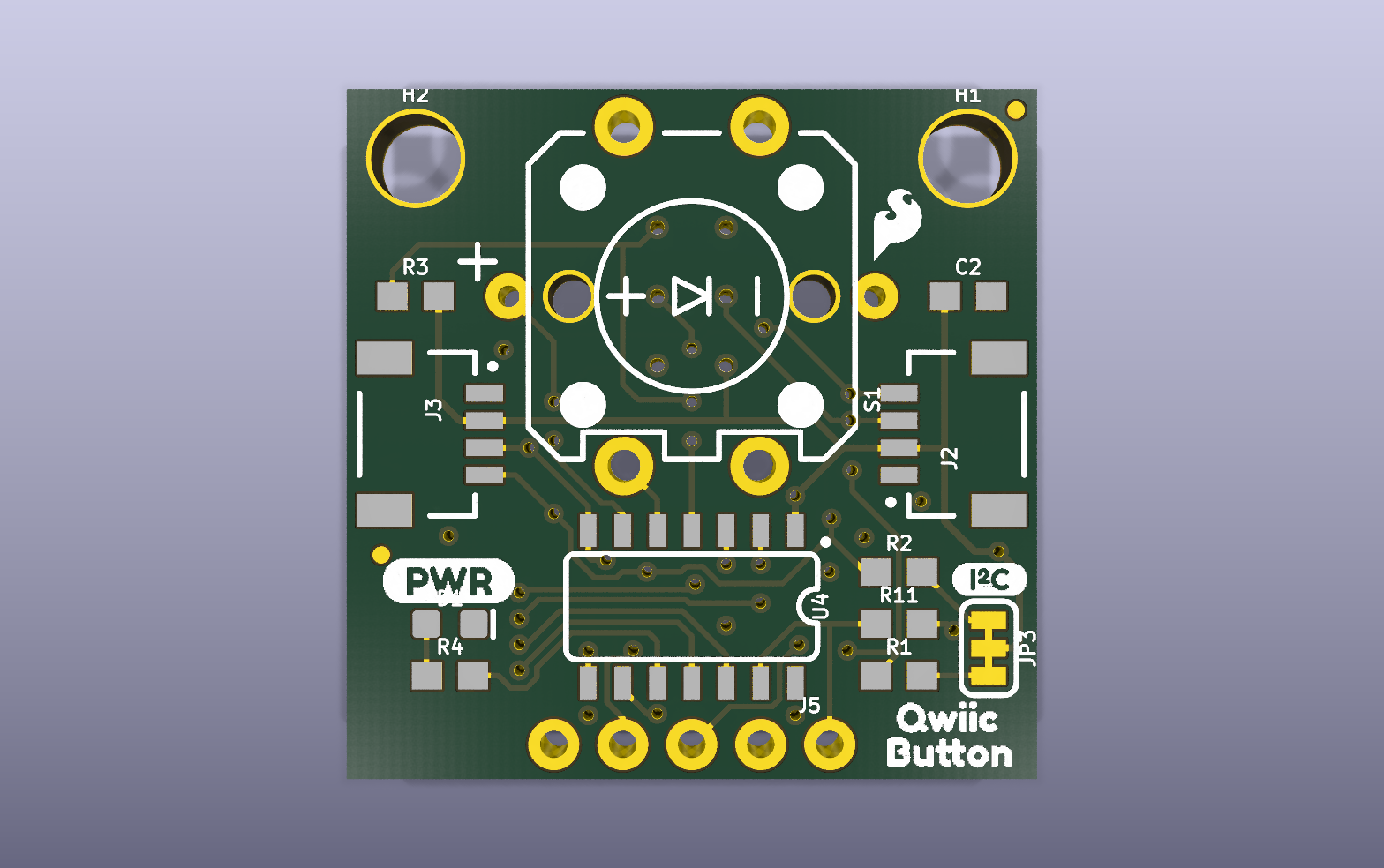 Qwiic Button KiCad PCB render
