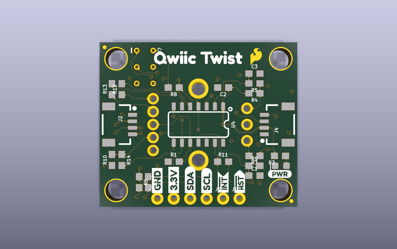 Qwiic Twist RGB rotary controller KiCad PCB render
