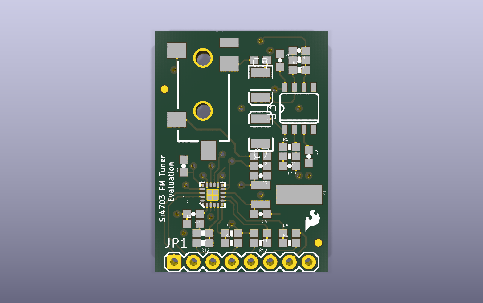 Si4703 FM receiver with RDS KiCad PCB render